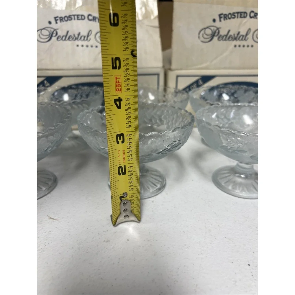 Set Of 8‎ Vintage Frosted Crystal Pedestal Bowls
